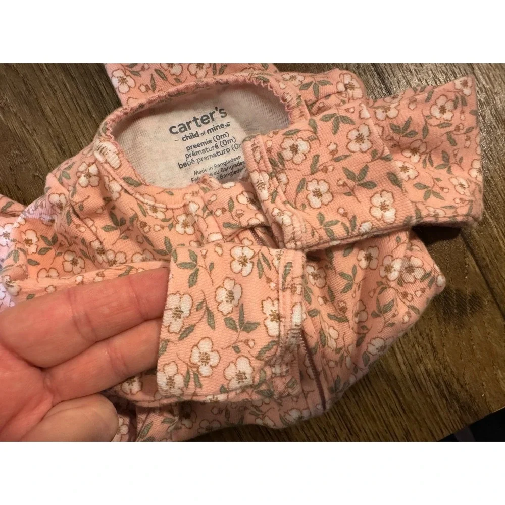 Carters‎ Baby Girl Preemie Sleeper Outfit Footie Floral Zipper One Piece Clothes